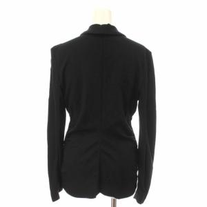 EMPORIO ARMANI ジャケット ニット 脇切替ギャザー 42 L 黒 ブラック