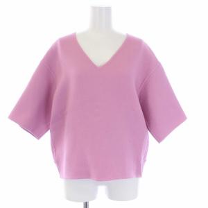 17AW ウールVネックプルオーバー ニット カットソー 半袖 0 XS ピンク MB174-5015