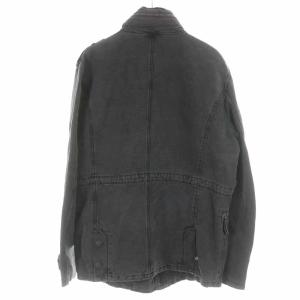 DIESEL デニムジャケット ミドル丈 ハイネック スタンドカラー ウール混 ジップアップ 大きいサイズ XXL グレー