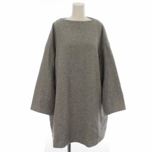 ワンピース ウール アンゴラ混 オーバーサイズ ひざ丈 長袖 38 グレー