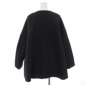 ENFOLD 18SS コットンダブルクロスノーカラーコート ショート 中綿 38 黒 300BS130-0130