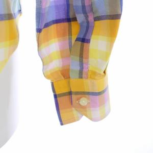 ETRO ブラウス シャツ 長袖 ボタンダウン チェック ロゴ刺繍 42 L マルチカラー