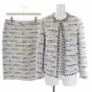 20SS セットアップ 上下 ひざ丈 ツイード フリンジ 38 ホワイト