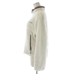 Columbia モンテリッジリバーシブルジャケット ジップアップ ロゴ ボア ナイロン S オフホワイト 茶色 ブラウン PL3617