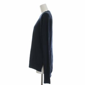 JOHN SMEDLEY ニット セーター クルーネック 長袖 薄手 ハイゲージ ウール S ネイビー