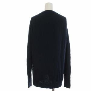 JOHN SMEDLEY ニット セーター クルーネック 長袖 薄手 ハイゲージ ウール S ネイビー