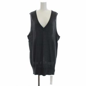 21AW ニットベスト プルオーバー Vネック ハイゲージ 薄手 カシミヤ混 絹混 シルク混 S チャコールグレー