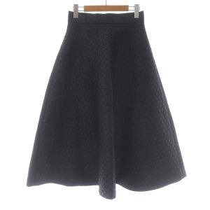 ハイウエストキルトスカート ロング フレア 38 M 黒 ブラック 38421236