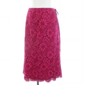 レースサイドリボンスカート ラップスカート ロング ミモレ丈 38 ピンク