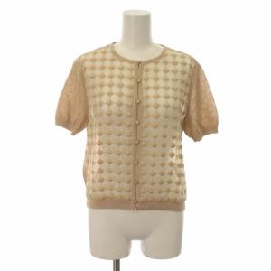 LANVIN COLLECTION スーツ セットアップ 上下 カーディガン ニット 半袖 ワンピース ひざ丈 シアー 刺繍 麻混 リネン混