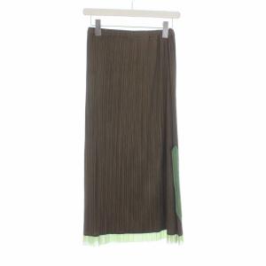 PLEATS PLEASE ISSEY MIYAKE イッセイミヤケ プリーツロングスカート イージー 葉っぱ 2 M カーキ