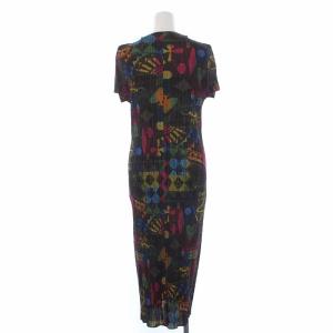 PLEATS PLEASE ISSEY MIYAKE ISSEY MIYAKE 17SS プリーツロングワンピース 半袖 総柄 3 マルチカラー