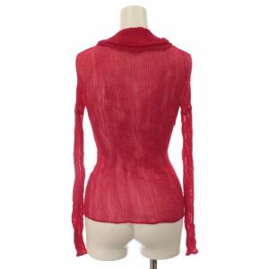 ISSEY MIYAKE ブラウス カーディガン プリーツ 長袖 2 赤