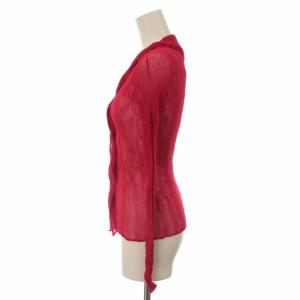 ISSEY MIYAKE ブラウス カーディガン プリーツ 長袖 2 赤