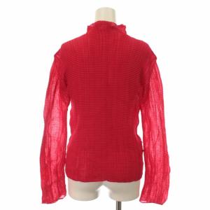 ISSEY MIYAKE ブラウス シャツ プリーツ ハイネック 長袖 2 M 赤 レッド