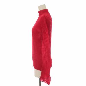ISSEY MIYAKE ブラウス シャツ プリーツ ハイネック 長袖 2 M 赤 レッド