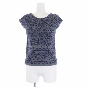 23SS プリーツ ノースリーブカットソー 総柄 グレー ネイビー 紺 タグ付き