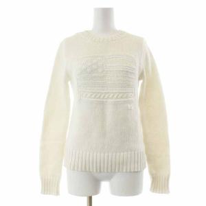 ニット セーター フラッグ 星条旗 長袖 S 白 ホワイト