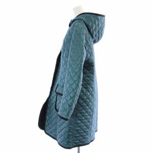 Leilian キルティングコート 中綿コート ミドル フード 大きいサイズ 13 XL 青 ブルー
