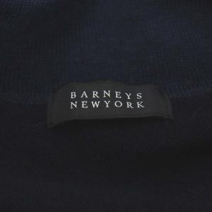 BARNEYS NEW YORK カーディガン ニット コットン 麻混 リネン混 L 紺 ネイビー