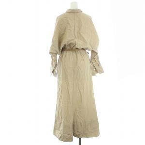 Plage semi flare H/S ワンピース シャツワンピース リネン混 七分袖 ロング ベルト付 36 S ベージュ
