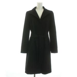 カシミヤコート ミドル リボンベルト 38 ブラック