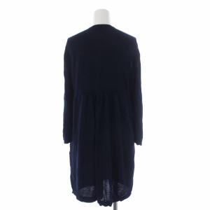 LEONARD FASHION 七分袖 ニットカーディガン ビジューボタン 42 XL 大きいサイズ 紺 ネイビー