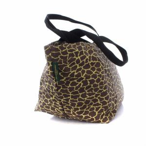 Hervé Chapelier ナイロン 舟型トートバッグ ハンドバッグ ジラフ柄 茶 ブラウン 1028F