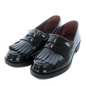 ローファー シューズ スリッポン 学生靴 レザー 35 22.0cm 黒 ブラック