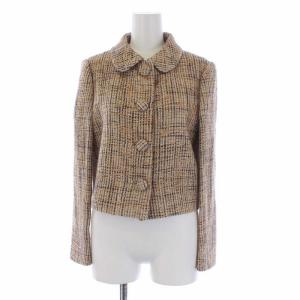 PRADA ツイード スーツ セットアップ 上下 ステンカラージャケット スカート 40 M ベージュ
