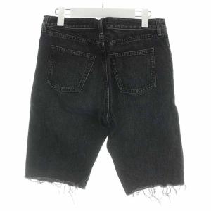 SAINT LAURENT PARIS デニムパンツ ハーフパンツ 半ズボン カットオフ 27 S 黒 ブラック