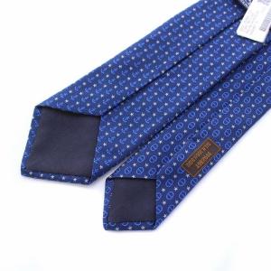 HERMES STAR MAILLONS ネクタイ 総柄 シルク100％ ネイビー ブルー