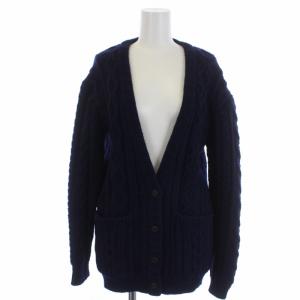 Ron Herman ニットカーディガン 長袖 ケーブル編み Vネック ウール XS 紺 ネイビー 421080180-1071