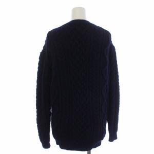 Ron Herman ニットカーディガン 長袖 ケーブル編み Vネック ウール XS 紺 ネイビー 421080180-1071