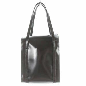 PRADA ハンドバッグ エナメル スクエア 茶 ブラウン