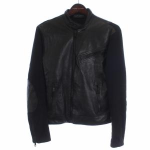 BLACK LABEL レザージャケット ジップアップ エルボーパッチ M ブラック