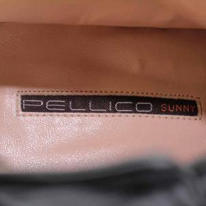 PELLICO SUNNY バックルレザーショートブーツ ジップアップ チャンキーヒール 38 24?24.5cm 黒 ブラック P16-1040