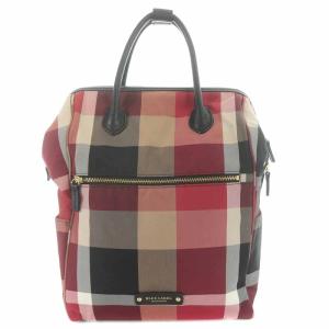リュックサック デイパック ナイロン チェック 赤 レッド