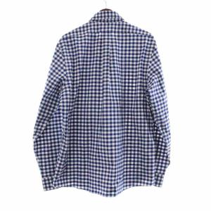 Brooks Brothers REGENT FIT ボタンダウンシャツ ギンガムチェック 長袖 刺繍 L 白 ホワイト 青 ブルー
