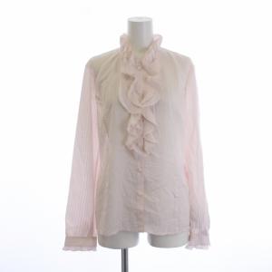 ブラウス シャツ ストライプ フリル 長袖 13 S ピンク