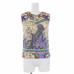 2012 World Map プリーツ ノースリーブカットソー 総柄 マルチカラー