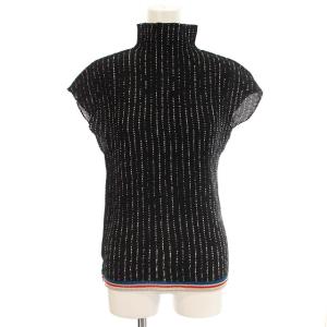 カットソー ハイネック プリーツ F ブラック