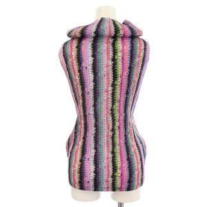 PLEATS PLEASE ISSEY MIYAKE イッセイミヤケ カットソー バルーンハイネック ノースリーブ ストライプ 3 M ピンク