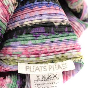 PLEATS PLEASE ISSEY MIYAKE イッセイミヤケ カットソー バルーンハイネック ノースリーブ ストライプ 3 M ピンク