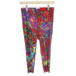 イッセイミヤケ イージーパンツ プリーツ 5 レッド