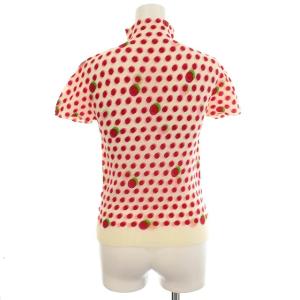 me ISSEY MIYAKE カットソー 半袖 ドット プリーツ ハイネック F アイボリー レッド