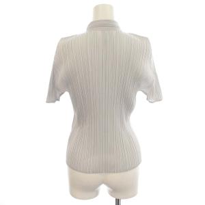 PLEATS PLEASE ISSEY MIYAKE イッセイミヤケ カットソー 半袖 プリーツ スタンドカラー 3 M グレー