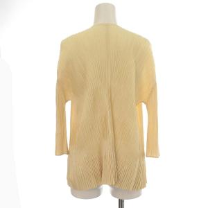 PLEATS PLEASE ISSEY MIYAKE イッセイミヤケ カーディガン 5分袖 プリーツ L相当 4 クリーム