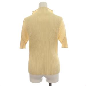 PLEATS PLEASE ISSEY MIYAKE イッセイミヤケ カットソー 半袖 ハイネック プリーツ L相当 4 クリーム