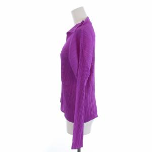 PLEATS PLEASE ISSEY MIYAKE イッセイミヤケ カットソー プルオーバー 長袖 スキッパー プリーツ 3 L 紫 パープル PP23-JJ182